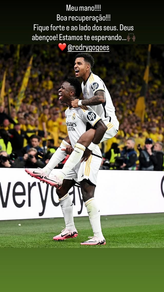 免费试玩-双料队友，维尼修斯祝福罗德里戈：我们都在等你归来